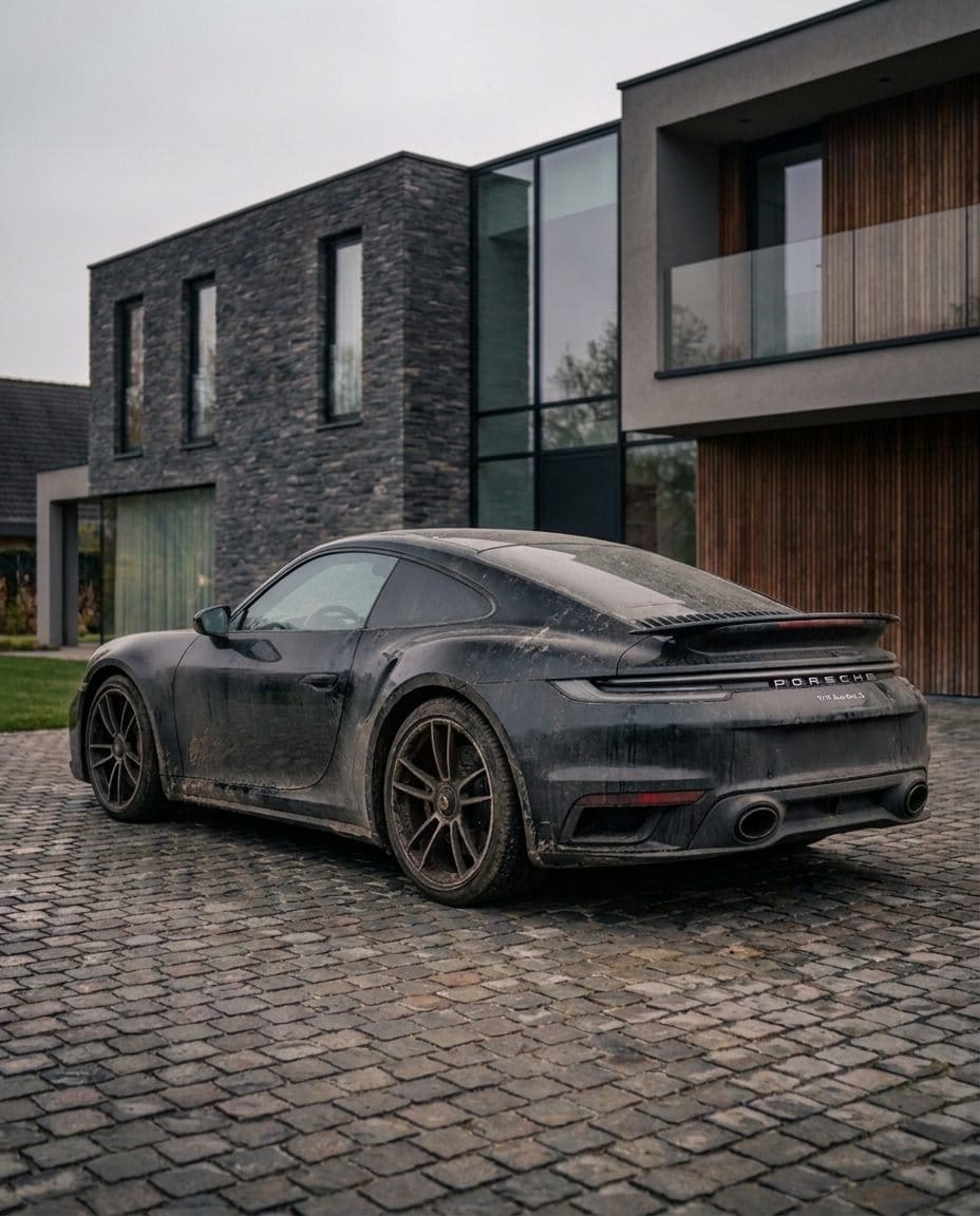 Carrosserie extérieure avant : terne et couverte de poussière